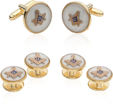 Load image into Gallery viewer, Mother of Pearl Masonic Tuxedo Cufflinks and Studs

