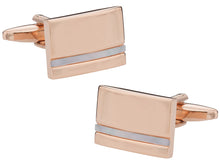 Load image into Gallery viewer, Mother of Pearl Rose Gold Cufflinks
