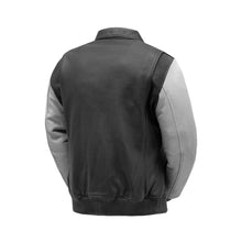 Load image into Gallery viewer, Moto Bomber Two Tone Men's Leather Jacket

