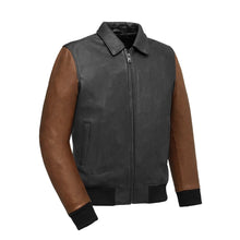 Load image into Gallery viewer, Moto Bomber Two Tone Men's Leather Jacket
