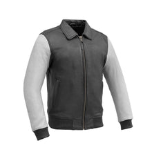 Load image into Gallery viewer, Moto Bomber Two Tone Men's Leather Jacket
