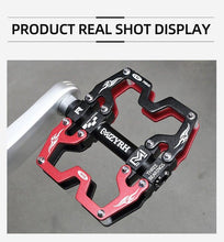 Load image into Gallery viewer, Mountain Bicycle Pedals Cycling Ultralight Aluminum Alloy 3 Bearings Pedals Bike Pedals Flat Bike Pedal Ultra-Light Aluminum Alloy Sealed Bearing With Cleats Pedal Suitable For Mountain Bike Bicycle
