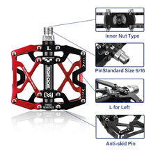 Load image into Gallery viewer, Mountain Bike 1 Pair Pedals Aluminum Alloy Cycling Bicycle Ultralight Wide Platform Anti-slip Pedal Bike Pedals Metal Bicycle Pedals Sealed Bearing Aluminum Alloy Mountain Bike Pedals Flat
