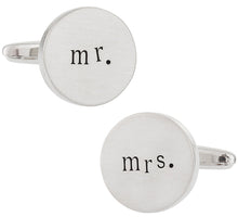 Load image into Gallery viewer, Mr. and Mrs. Wedding Cufflinks
