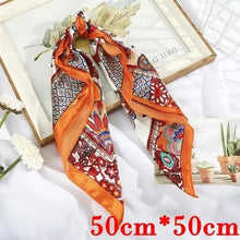 Load image into Gallery viewer, Multi-Functional Square Silk Scarf 60*60cm Headband Hairbands Hair Hoop Accessories For Women,Girl,Lady Head Neck Satin Scarf Handkerchief
