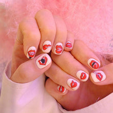 Load image into Gallery viewer, Nail Art Stickers Red Lips Nails Decals Sticker Hot Sexy Girl Tip Back Glue Decal Cool Lollipop Self Adhesive Acrylic Tips Tool Decoration White Feather Lace Flower Leaf Carving Design Exquisite Pattern Nail Art Supplies Self-Adhesive Nail
