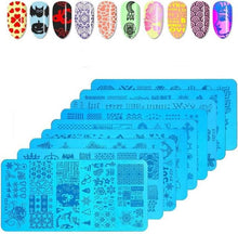 Load image into Gallery viewer, Nail Stamping Gel Set 8 Colors UV Gel Varnish for Nail Art Stamping Plate 4 Boards Black White Nail Gel for Girls and Women
