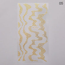 Load image into Gallery viewer, Nail Strip Stickers Black Gold Rose Gold Silver Metal Strip Tape Nail Art Adhesive Foil Tips Nail Sticker Decals Metallic Curve Strip Line Nail Decal Self-Adhesive 3D Wave Design Decoration for Women Girls Tape Nail Art Stickers Decal Decoration
