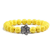 Load image into Gallery viewer, Natural Matte Black Lava Volcanic Stone Paw Print Charm Bracelet Pet Memorial Cat Dog Lovers Jewelry Bracelets For Women Men Stress Relief Yoga Bracelet Mood Bracelet Gifts For Women And Girls
