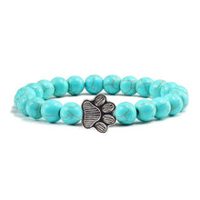 Load image into Gallery viewer, Natural Matte Black Lava Volcanic Stone Paw Print Charm Bracelet Pet Memorial Cat Dog Lovers Jewelry Bracelets For Women Men Stress Relief Yoga Bracelet Mood Bracelet Gifts For Women And Girls

