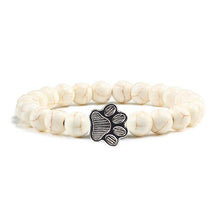 Load image into Gallery viewer, Natural Matte Black Lava Volcanic Stone Paw Print Charm Bracelet Pet Memorial Cat Dog Lovers Jewelry Bracelets For Women Men Stress Relief Yoga Bracelet Mood Bracelet Gifts For Women And Girls
