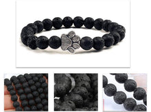 Load image into Gallery viewer, Natural Matte Black Lava Volcanic Stone Paw Print Charm Bracelet Pet Memorial Cat Dog Lovers Jewelry Bracelets For Women Men Stress Relief Yoga Bracelet Mood Bracelet Gifts For Women And Girls
