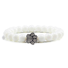 Load image into Gallery viewer, Natural Matte Black Lava Volcanic Stone Paw Print Charm Bracelet Pet Memorial Cat Dog Lovers Jewelry Bracelets For Women Men Stress Relief Yoga Bracelet Mood Bracelet Gifts For Women And Girls
