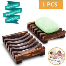 Load image into Gallery viewer, Natural Wooden Soap Dish Wood Soap Tray Holder Storage Soap Rack Plate Box Container For Bath Shower Plate Bathroom Wooden Soap Dish Soap Saver Holder Soap Tray for Bathroom Shower Rectangular Sink Drainer Hand Craft for Soap Sponges And More
