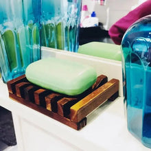 Load image into Gallery viewer, Natural Wooden Soap Dish Wood Soap Tray Holder Storage Soap Rack Plate Box Container For Bath Shower Plate Bathroom Wooden Soap Dish Soap Saver Holder Soap Tray for Bathroom Shower Rectangular Sink Drainer Hand Craft for Soap Sponges And More
