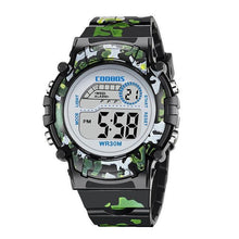 Load image into Gallery viewer, Navy Blue Camouflage Kids Watches LED Colorful Flash Digital Waterproof Date Week Creative Children Watch Sport Multi Function 30M Waterproof LED Alarm Stopwatch Digital Child Wristwatch For Boy Girl
