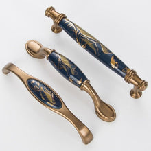 Load image into Gallery viewer, Navy Blue Ceramic Door Handles European Antique Furniture Handles Drawer Pulls Kitchen Cabinet Knobs And Handles Entry Door Handle With Door Lever For Right And Left Sided Doors
