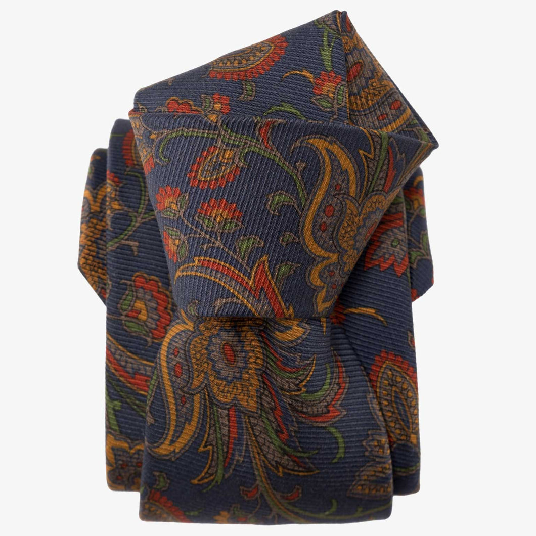 Borromeo - Printed Madder Silk Tie - Navy
