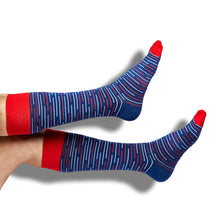 Load image into Gallery viewer, Navy Broken Stripes Dress Socks
