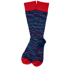 Load image into Gallery viewer, Navy Broken Stripes Dress Socks
