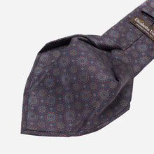 Load image into Gallery viewer, Moretti - Printed Madder Silk Tie - Navy &amp; Burgundy
