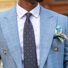 Load image into Gallery viewer, Moretti - Printed Madder Silk Tie - Navy &amp; Burgundy

