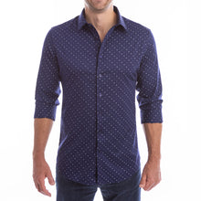 Load image into Gallery viewer, goTIELESS Ultimate Dress Shirt (Navy Polk-a-Dot)
