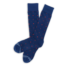 Load image into Gallery viewer, Navy Mixed Dot Dress Socks
