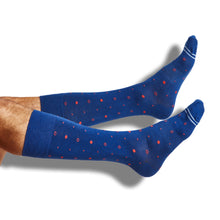 Load image into Gallery viewer, Navy Mixed Dot Dress Socks
