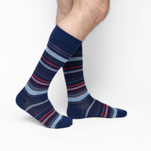 Load image into Gallery viewer, Navy Multi Stripe Dress Socks
