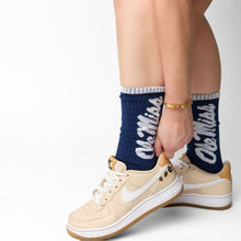 Load image into Gallery viewer, Navy Ole Miss Big Casual Crew Socks
