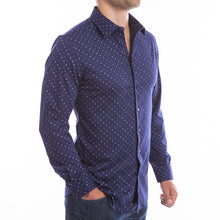 Load image into Gallery viewer, goTIELESS Ultimate Dress Shirt (Navy Polk-a-Dot)
