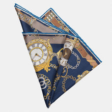 Load image into Gallery viewer, Like Clockwork - Silk Pocket Square - Navy
