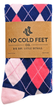 Load image into Gallery viewer, Navy and Pink Argyle Socks
