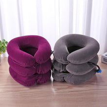 Load image into Gallery viewer, Neck Pillow Home Office Travel Pillow 3-layered Air Inflatable Vertebra Auxiliary Tools Neck Support Assistant Pillow Air Adjustable and Inflatable Neck Pillow Comfort Neck Travel Pillow Airplane Pillow Cervical Neck Pillow for Kids Adults
