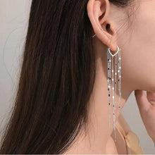 Load image into Gallery viewer, New Aesthetic 925 Sterling Silver Light Luxury Long Tassel Hoop Earrings for women - Women fashion Accessories
