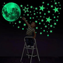 Load image into Gallery viewer, New Amazing Luminous Moon and Stars Wall Stickers for Kids Room Baby Nursery Home Decoration Wall Decals Glow in the Dark Bedroom Ceiling
