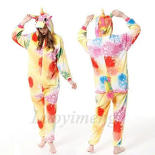 Load image into Gallery viewer, New Animal Pajamas Women Unicorn Sleepwear Panda Pajama Cartoon Overalls Winter Rabbit Nightie Jumpsuit For Winter Girls Unicorn Pajamas Costume Fleece Hooded Animal Sleepwear Christmas Cosplay Unicorn Gift

