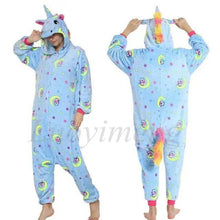 Load image into Gallery viewer, New Animal Pajamas Women Unicorn Sleepwear Panda Pajama Cartoon Overalls Winter Rabbit Nightie Jumpsuit For Winter Girls Unicorn Pajamas Costume Fleece Hooded Animal Sleepwear Christmas Cosplay Unicorn Gift
