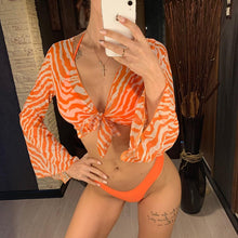 Load image into Gallery viewer, New Bikini Bikini Swimsuit For Women 3 Pieces Set Knot Front Off Shoulder Cover Up with Halter Bikini Sets Bathing Suit Women Swimwear Female Swimsuit Three-pieces Bikini set Halter Bather Bathing Suit Swim Beach Lady
