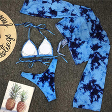 Load image into Gallery viewer, New Bikini Bikini Swimsuit For Women 3 Pieces Set Knot Front Off Shoulder Cover Up with Halter Bikini Sets Bathing Suit Women Swimwear Female Swimsuit Three-pieces Bikini set Halter Bather Bathing Suit Swim Beach Lady
