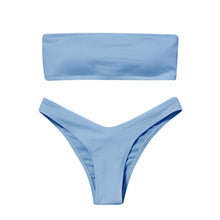 Load image into Gallery viewer, New Bikini High Waist Strapless Bikini Women Swimwear Women Swimsuit Padded Bathing Suit Pure Color Women's Bandeau Bikini Top-High Leg High Waist Bikini Bottom Set
