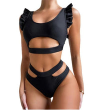 Load image into Gallery viewer, New Bikini Sets Black Push Up Swimsuit Women Neon Patchwork Bikini Swimsuit 2 Piece Cutout Molded Push Up Bathing Suit Women Swimwear Splicing Bathing Suit Holiday Beach Swimming Suit
