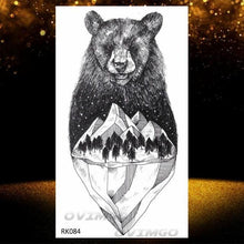 Load image into Gallery viewer, New Black Wolf Forest Sticker Tattoos Temporary Tree Fierce Animal Body Tattoo Luxury Design Custom Tatoos For Mens
