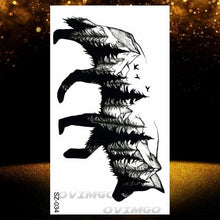 Load image into Gallery viewer, New Black Wolf Forest Sticker Tattoos Temporary Tree Fierce Animal Body Tattoo Luxury Design Custom Tatoos For Mens
