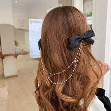 Load image into Gallery viewer, New Bow Pearls Chain Barrettes Hairpins For Women Rhinestone Spring Hair Clips Ribbon Headband Ponytail Headdress Wedding Hair Accessories for Brides and Bridesmaids
