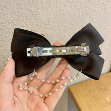 Load image into Gallery viewer, New Bow Pearls Chain Barrettes Hairpins For Women Rhinestone Spring Hair Clips Ribbon Headband Ponytail Headdress Wedding Hair Accessories for Brides and Bridesmaids
