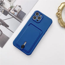 Load image into Gallery viewer, New Candy Color Wallet Card Case For iPhone 13 11 12 14 Pro Max Soft Silicone Shockproof Cover Silicone Protective Case Soft Slim Card Slot Case Compatible with iPhone 11 Purple Phone Case
