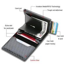 Load image into Gallery viewer, New Carbon Fiber Card Holder Wallets Luxury Men  Black Magic Leather Cool Slim Mini Wallet Small Money Bag Male Purses Magnet Closure Wallet
