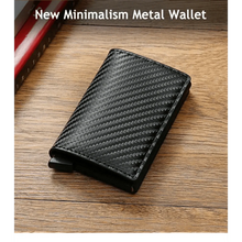 Load image into Gallery viewer, New Carbon Fiber Card Holder Wallets Luxury Men  Black Magic Leather Cool Slim Mini Wallet Small Money Bag Male Purses Magnet Closure Wallet
